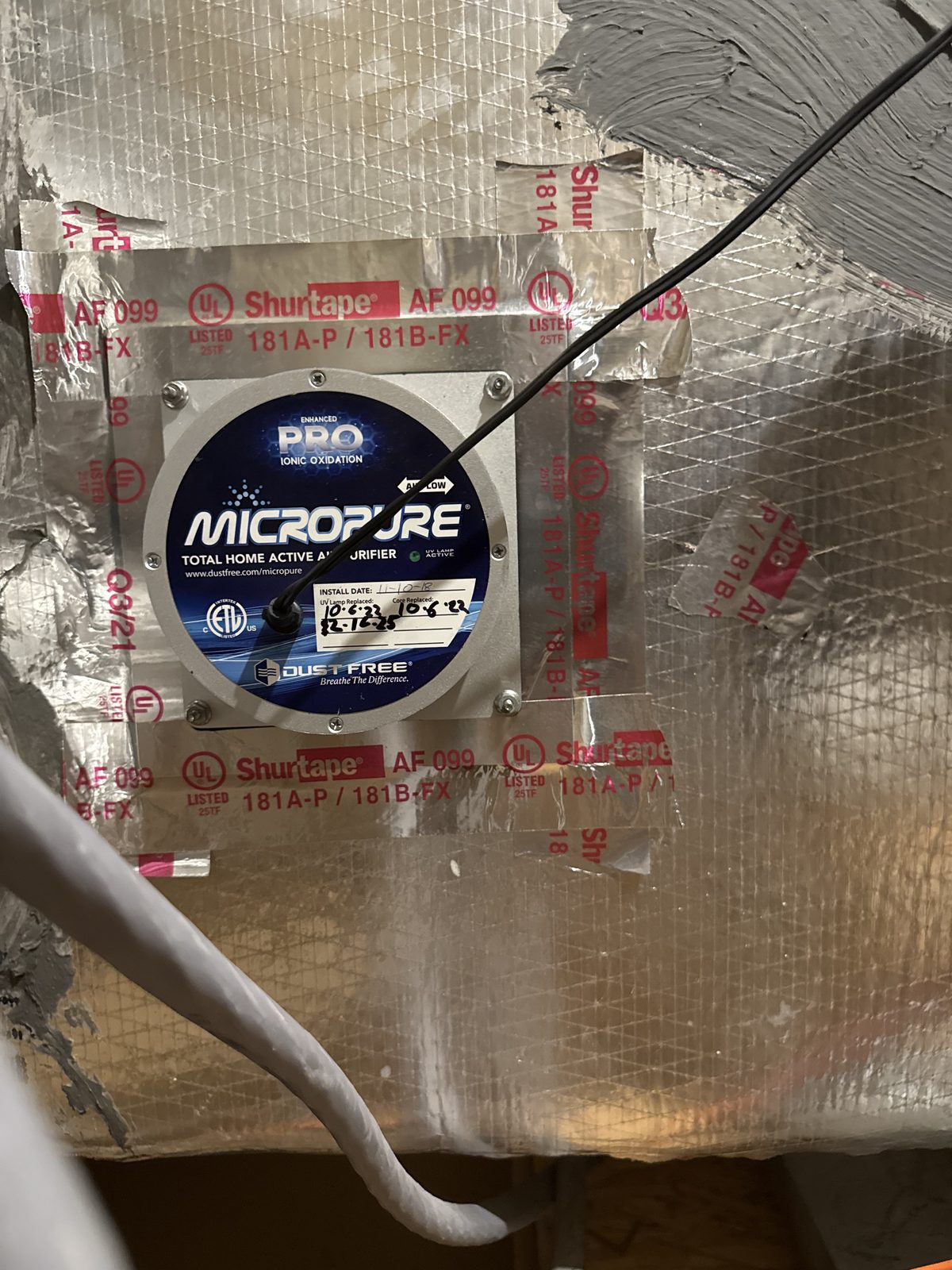 MicroPure air purifier installation