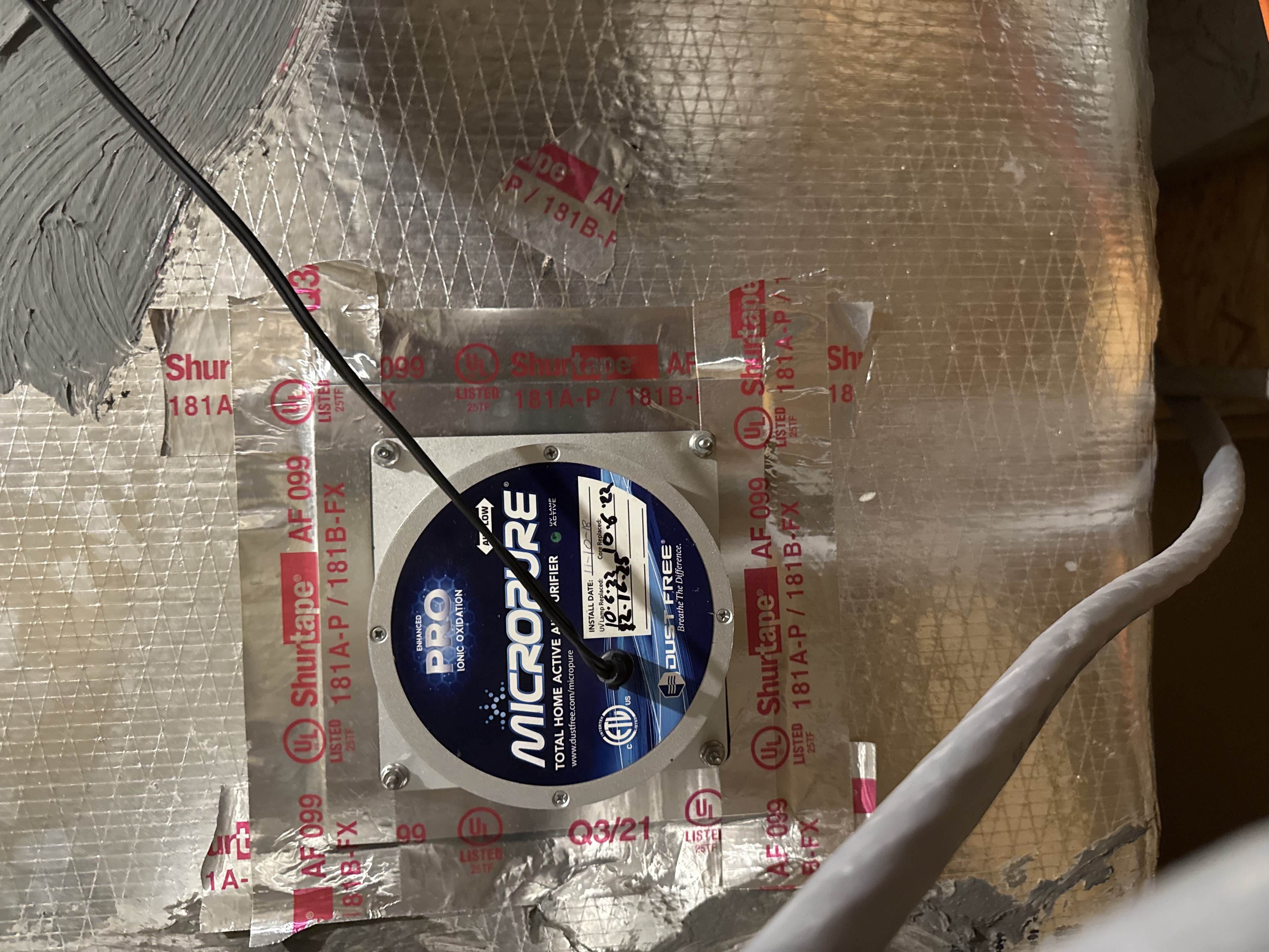 MicroPure air purifier installed on HVAC system in San Antonio home